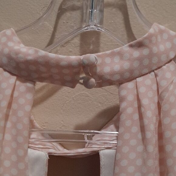 Express halter style blush pink/white polka dot keyhole dress Size 12 - Picture 5 of 6